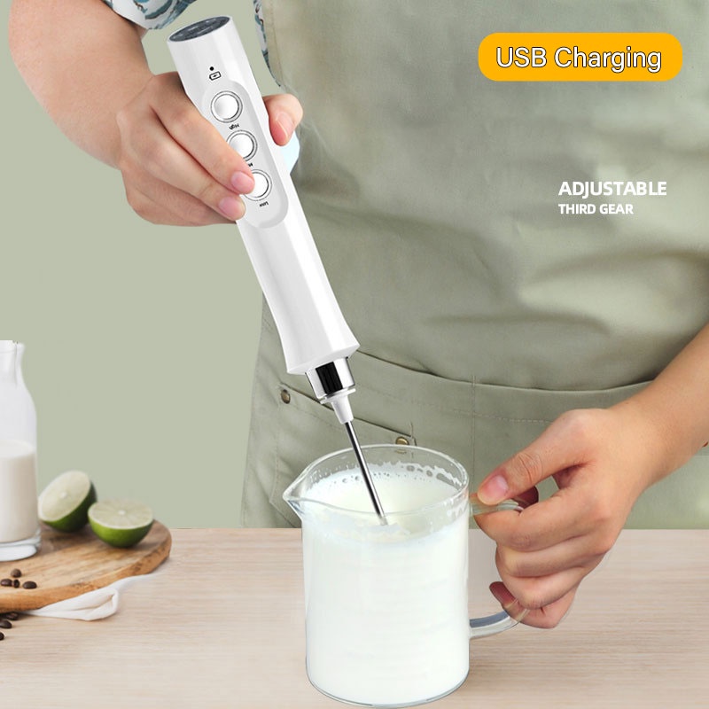 Portable 3 In 1 Rechargeable Egg Beater Electric Milk Frother Foam Maker Handheld Foamer High Speeds Drink Mixer Coffee Frother Wand