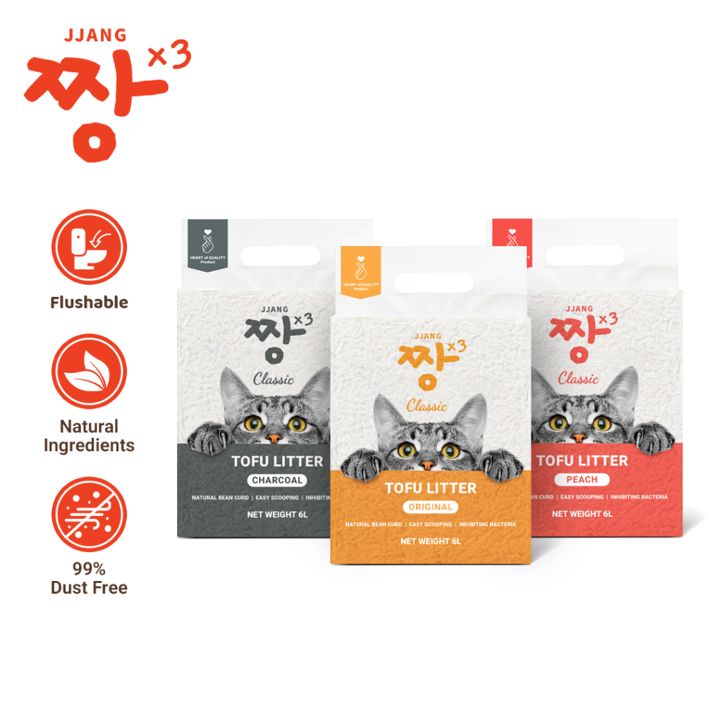 JJANGX3 Premium Super Clumping Natural Cat Litter Tofu No Chemical Additives Anti Bacterial (6L/1.6kg)