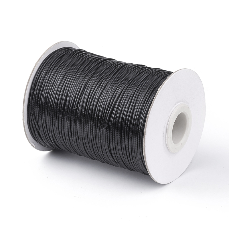 1Roll Korean Waxed Polyester Cord Macrame Artisan String for Jewelry Making Black 1mm about 85yards/roll