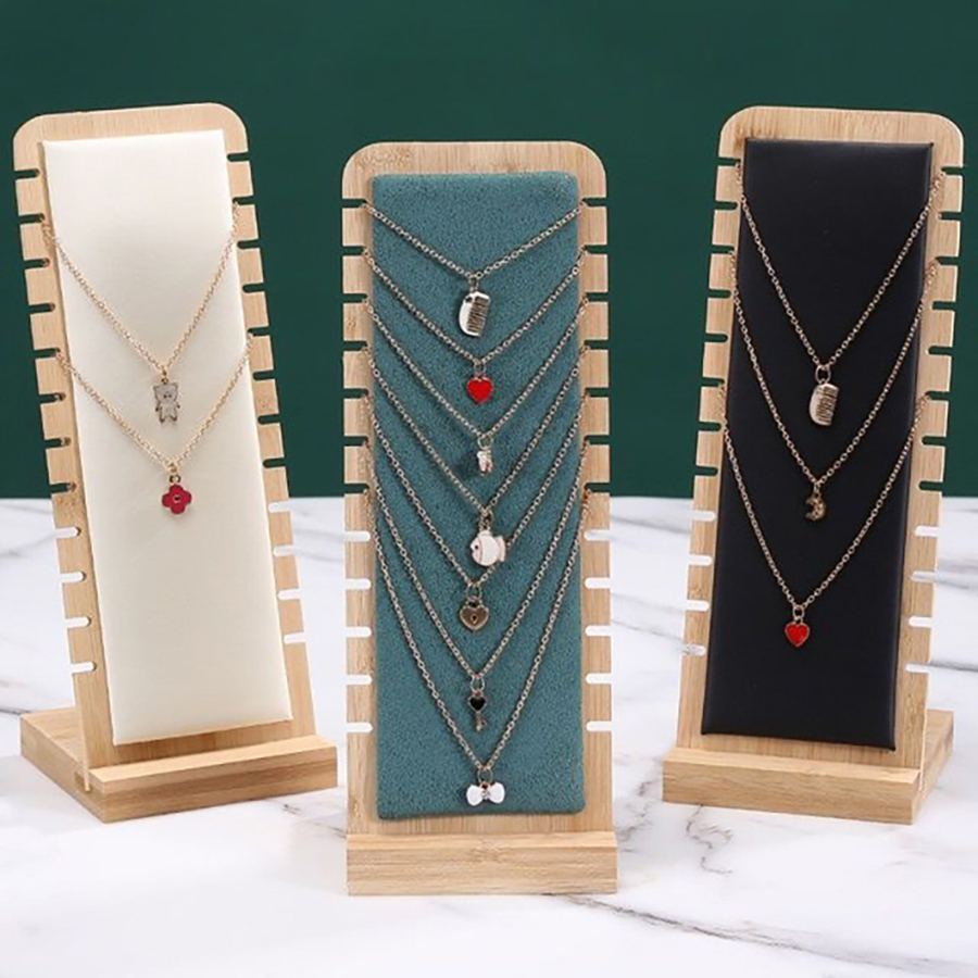 1pc, Bamboo Products Vertical Jewelry Necklace Display Stand, Bamboo Products Vertical Jewelry Necklace Display Stand Made of Bamboo and Yao Grain Fleece, Suitable for Flash Shop Bracelet, Anklet, Necklace, Chain Necklace Display Sales and Home Necklace