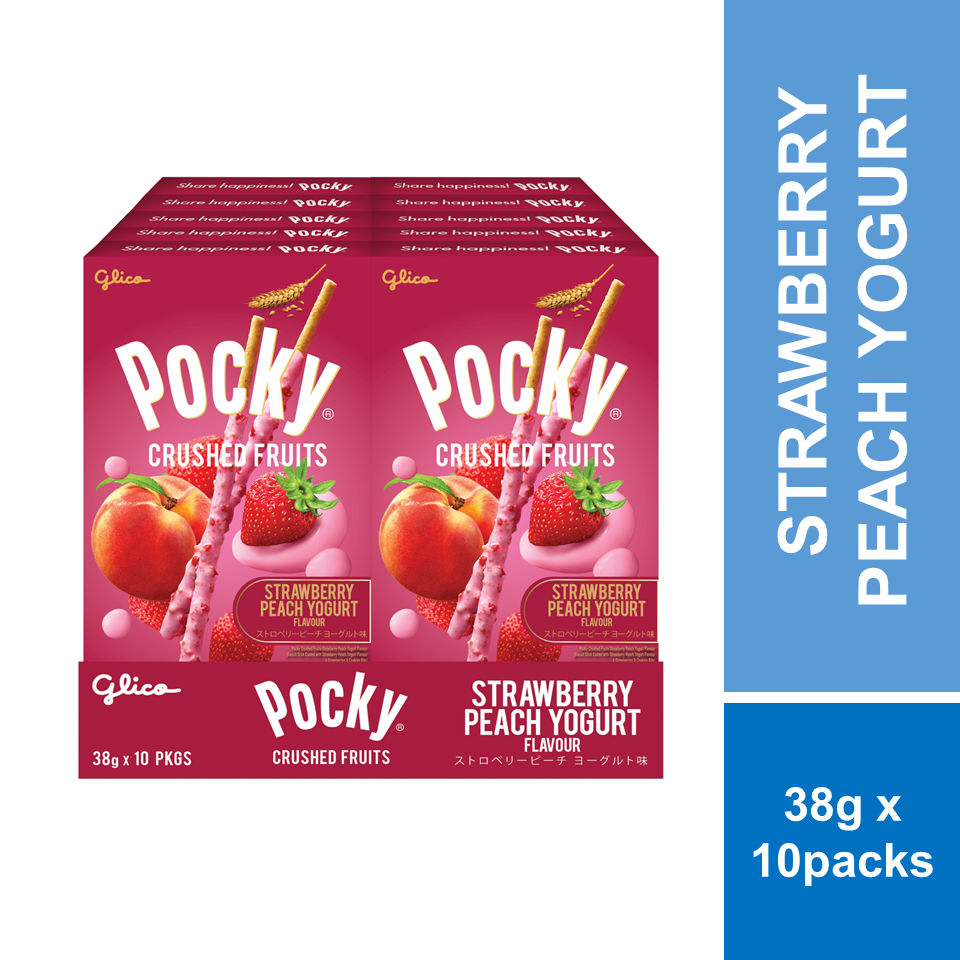 Pocky Crushed Fruits - Strawberry/Peach/Yogurt Flavour (38g x 10 Packs)