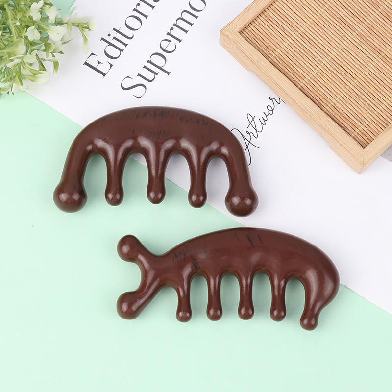 1PC Wooden head meridian comb for treating and preventing hair loss Round head five finger comb Round comb Massage comb New Style