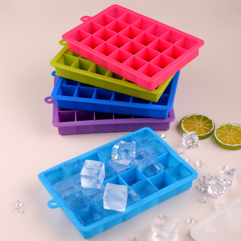 Ossayi Large 24 Cube Silicone Ice Cube Trays with Lid Ice Jelly Maker Molds for Whisky Cocktail Cola