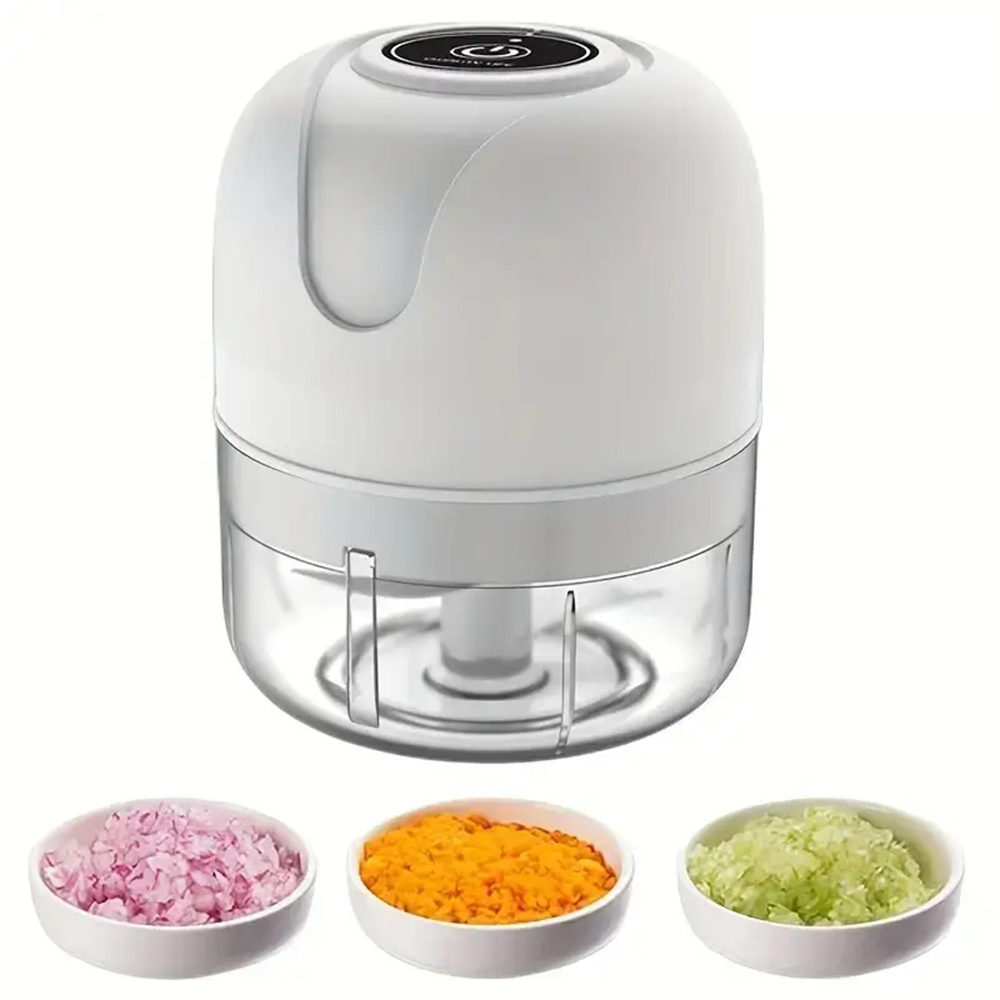 Usb Electric 100ml Garlic Chopper-Powerful Meat Grinder and Vegetable Crusher, Used for Fast Simple Food Preparation-White