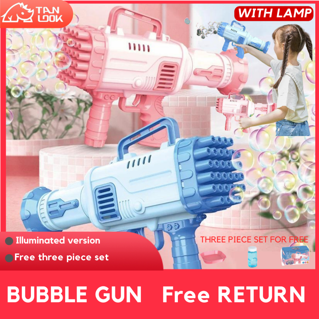 Bubble Machine Gun for Kids | 32-Hole Automatic Bubble Blower | LED Lights | Large Water Tank | Portable Handheld Toy