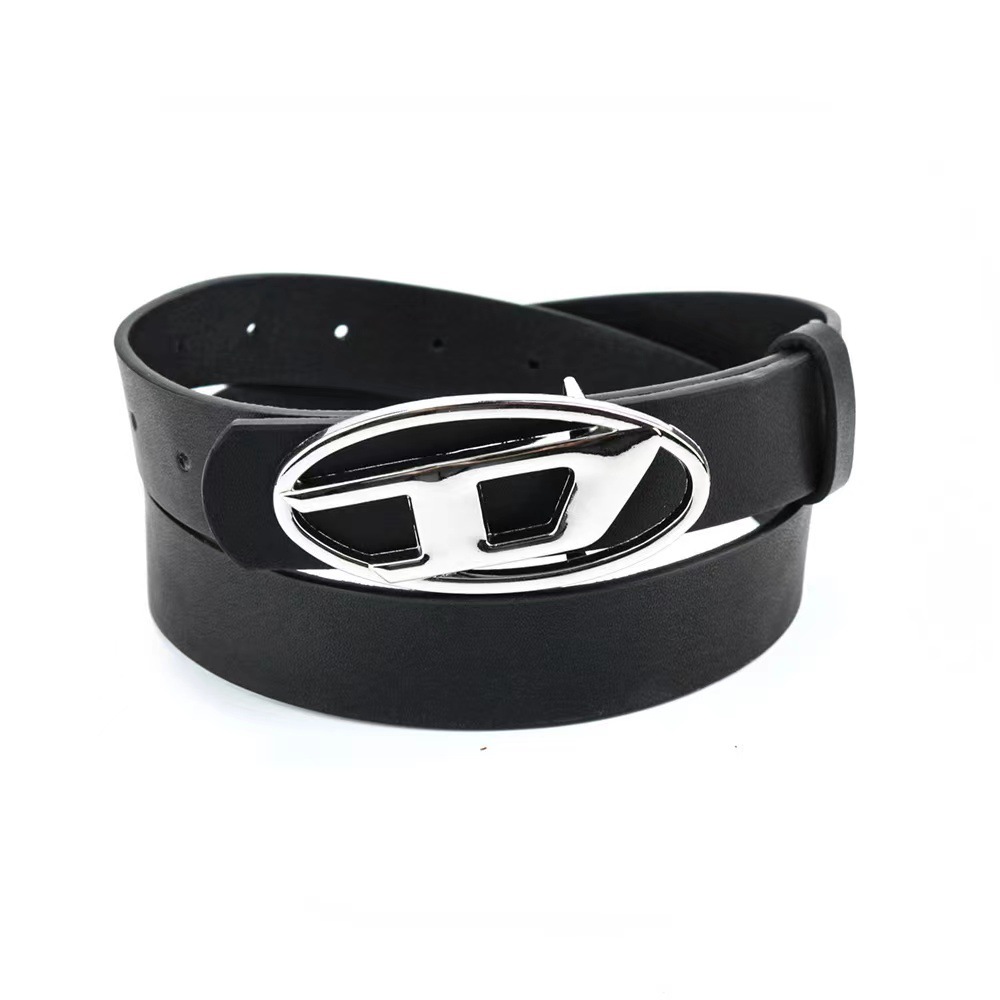 Y2K Lettered Oval Metal Buckle Belt - PU Leather Durable & Lightweight for Daily/Office Wear