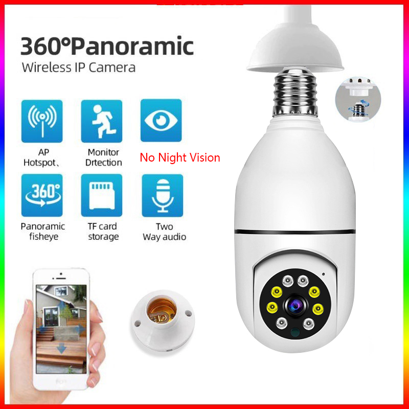 E27 Bulb Mini Camera HD WiFi Camera Surveillance Security Video Card Cam Baby Monitor Vision Motion Detect IP Camera Cam Mini Camera Lens Web Camera