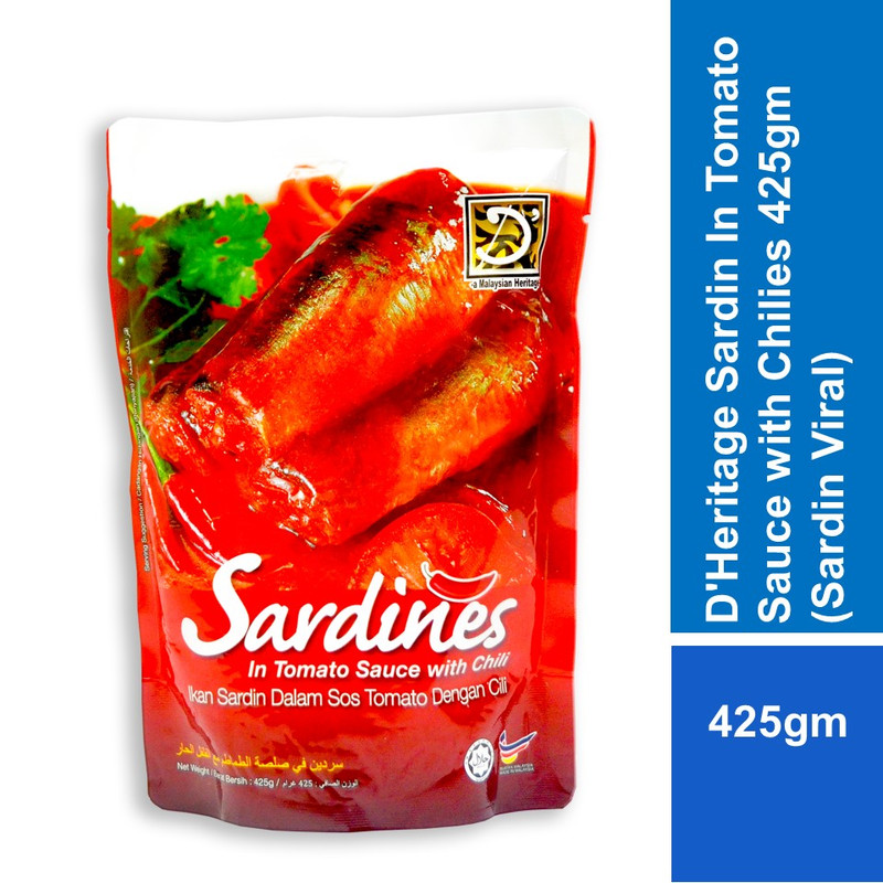 D'Heritage Sardin In Tomato Sauce with Chilies 425gm (Sardin Viral)