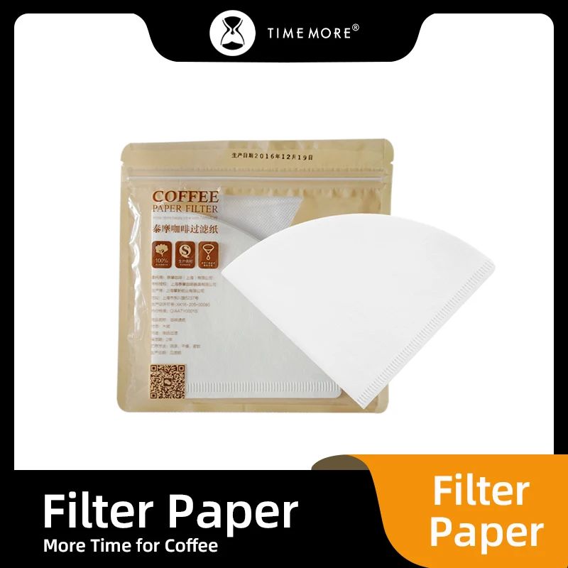 TIMEMORE Coffee Pot Filter Paper By Hand Drip Cup 50pcs American Coffee Machine Filter Fan V-shaped