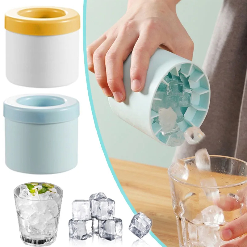 Silicone Ice Cube Mold - Round Ice Bucket for Summer, DIY Homemade Ice Maker, Creative Barware Tool for Freezing Ice in Refrigerator Mold Ais Kepingan Silikon Bulat, Baldi Ais Musim Panas, DIY, Pembekal Ais Peti Sejuk, Alat Kreatif Mold Ais untuk Bar