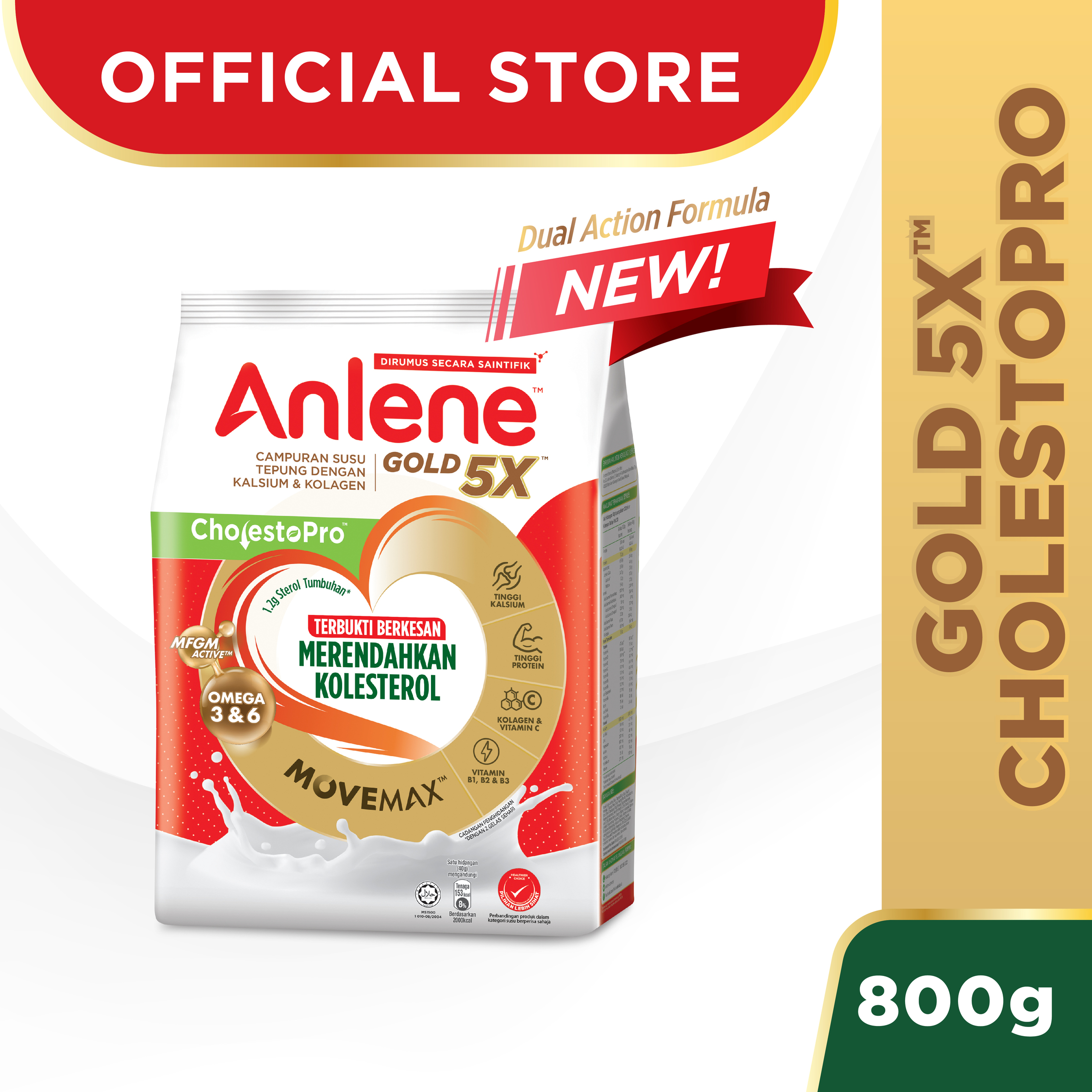 Anlene Gold 5X CholestoPro Adult Milk Formula Powder 800g [Exp 31 Jan 2027 & / Later]
