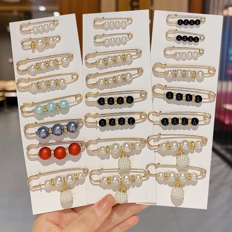 Multi-Piece Set Korean Fashion Anti-Glare Brooches for Securing Dresses Adjustable Waist Clips safety pin hijab