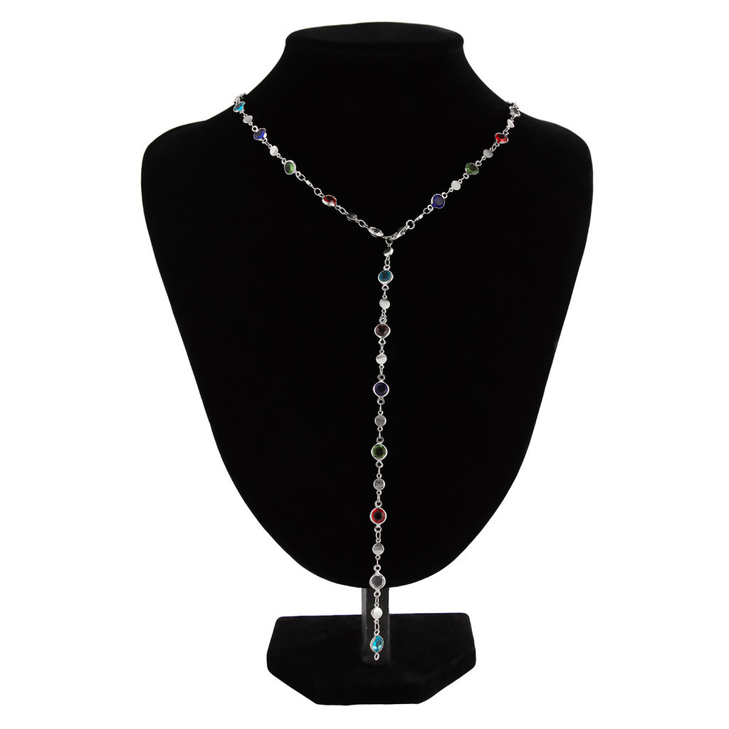 Bohemian Long Necklace for Women Colorful Crystal Beads Fashion Jewelry Beach Party Gift