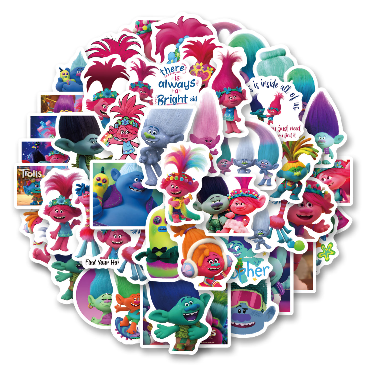 Trolls Stickers 250pcs for Verse Cards Laptop Postcard Aesthetic Phone Skateboard Suitcase Scrapbook Motorcycle Party Supplies Decoration Cute Stickers Pelekat Trolls 250 keping untuk Kad Ayat, Komputer Riba, Poskad, Telefon, Skateboard, Beg Pakaian, Buku