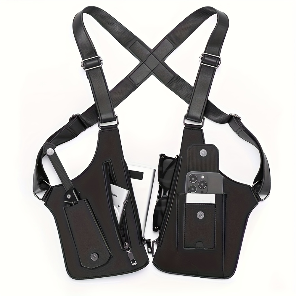 Men's Vintage Suspender Underarm Bag, Multifunctional Outdoor Backpack, Cycling and Hiking Phone Pouch, Festival Gift for Boyfriend or Father Beg Sandang Retro Lelaki, Beg galas pelbagai fungsi luar, Beg telefon bimbit berbasikal dan mendaki, Hadiah