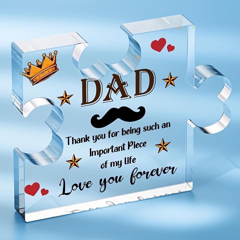 Dad Puzzle Piece Acrylic Keepsake Plaque: Thank you for being an important piece of my life, Father’s Day gift for dad, desk decor souvenir. Dad Keping Teka-Teki Akrilik Penanda Kenangan: Terima Kasih Kerana Menjadi Keping Penting Dalam Hidup Saya, Hadiah