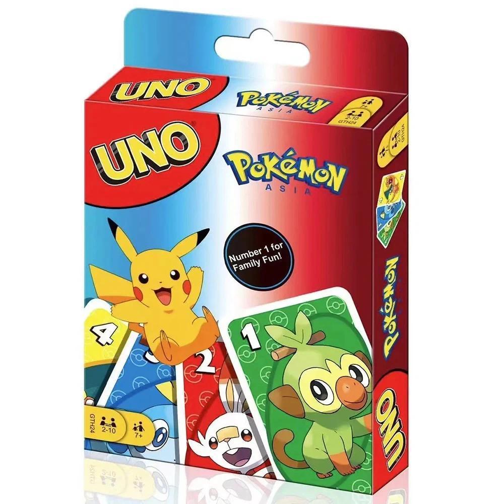 One FLIP Pokemon Board Game Anime Cartoon Pikachu Figure Pattern Family Entertainment Table Game Uno Card Game Graduation Gift Desktop Presentation Box Satu Permainan Papan FLIP Pokémon dengan corak Pikachu, hadiah hiburan keluarga, permainan kad Uno,