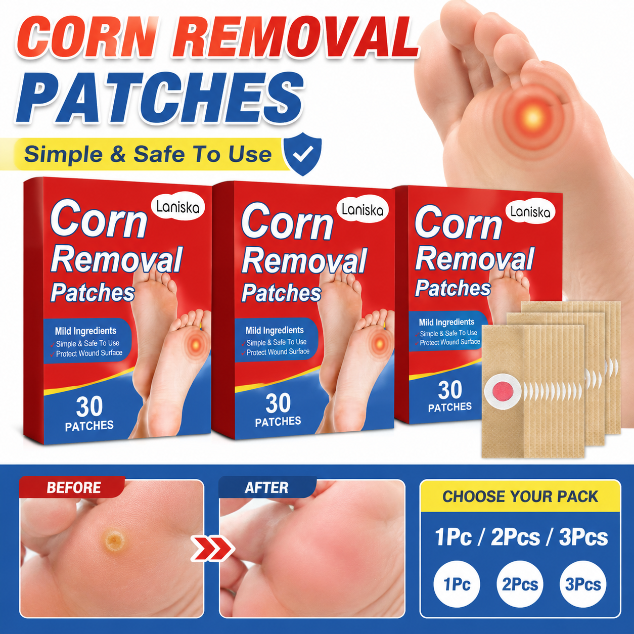 Targeted Foot Zone Patches with Salicylic & Allantoin 30Pcs | Soft Fit, Corn Care, Skin Smoothing | Daily Use, Upgraded Tampalan Zon Kaki Sasaran dengan Asid Salisilik & Allantoin 30 Keping | Keselesaan Lembut, Penjagaan Mata Ikan, Lancar Kulit |