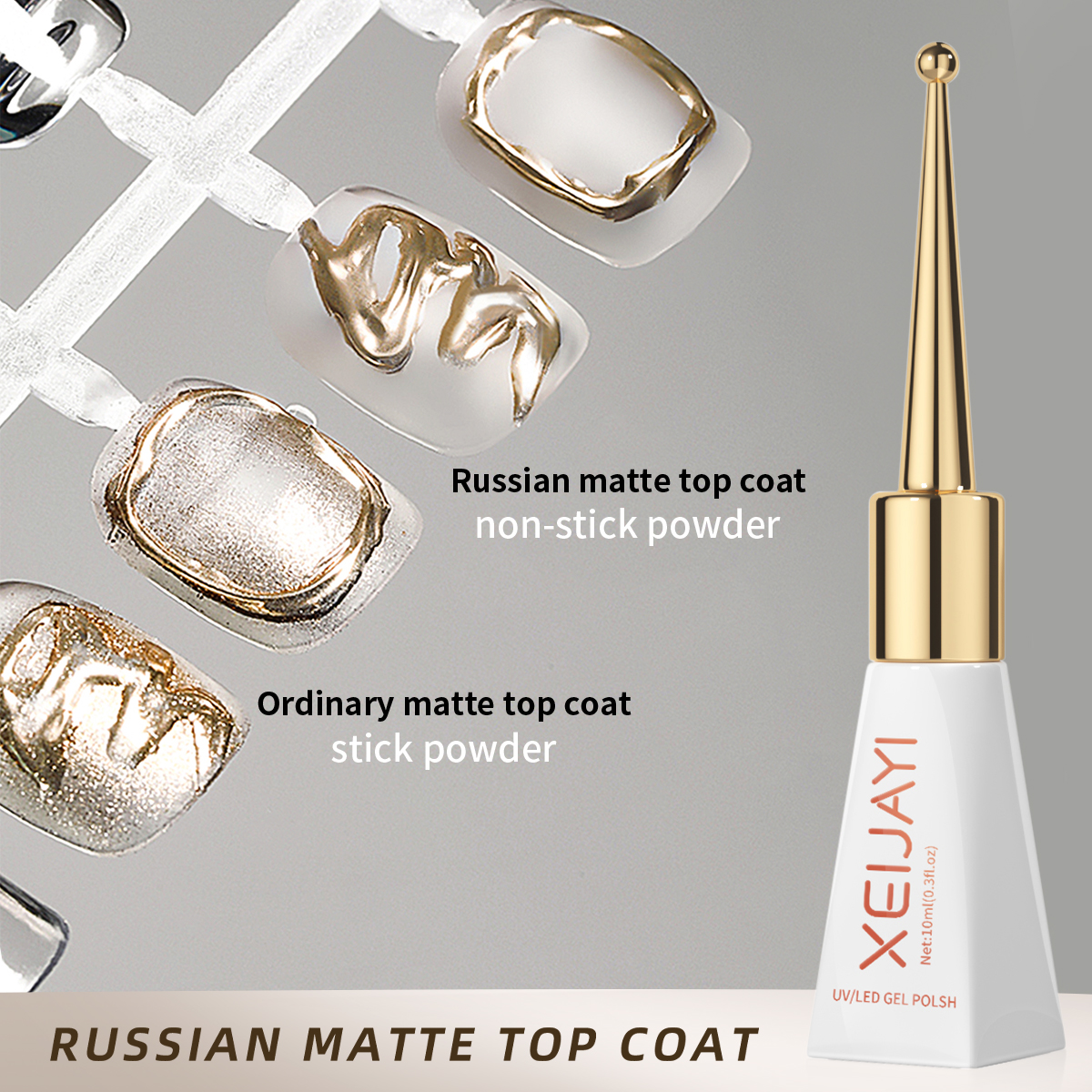 XEIJAYI 1pc 10ml Russian Matte Rubber Top Coat Gel Polish Seal UV Neon Art Design Matte Base Coat Gel Popular Gel XEIJAYI 1pc 10ml Polish Seal Top Coat Matte Getah Rusia UV Neon Seni Reka Bentuk Base Mesra pelanggan