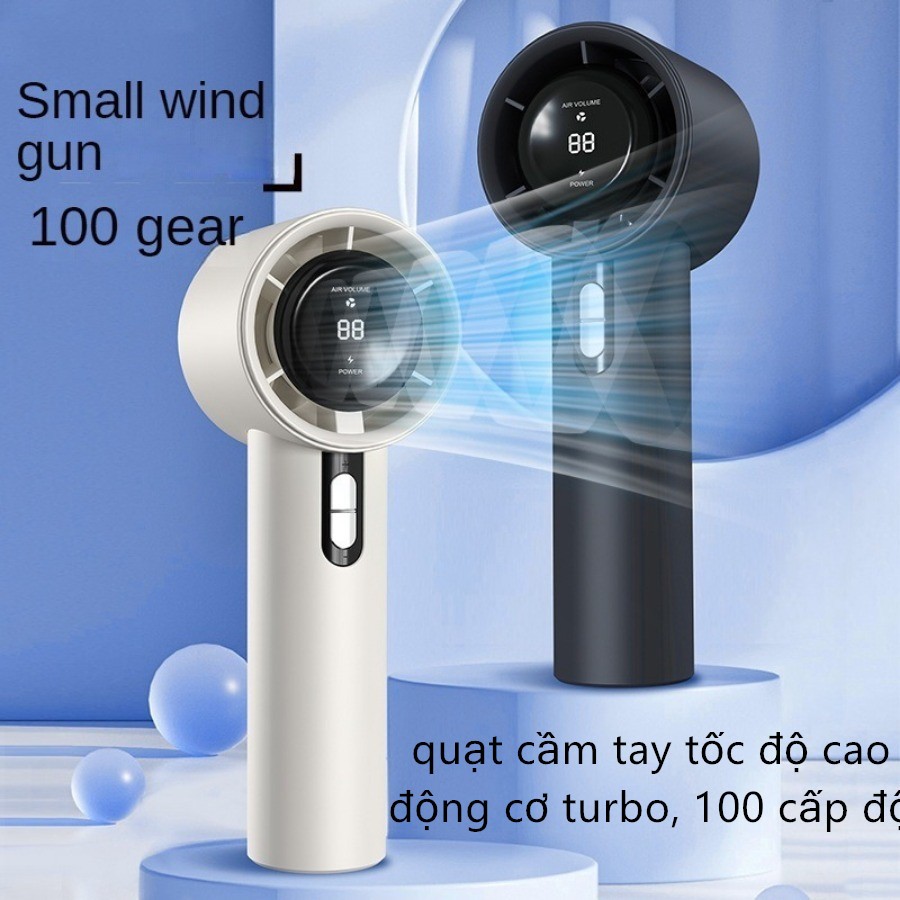 Handheld Turbo Fan, Longma 100-Speed Rechargeable USB Portable Mini Fan Kipas Turbo Genggam, Mini Kipas USB Boleh Cas Semula 100-Kelajuan Longma