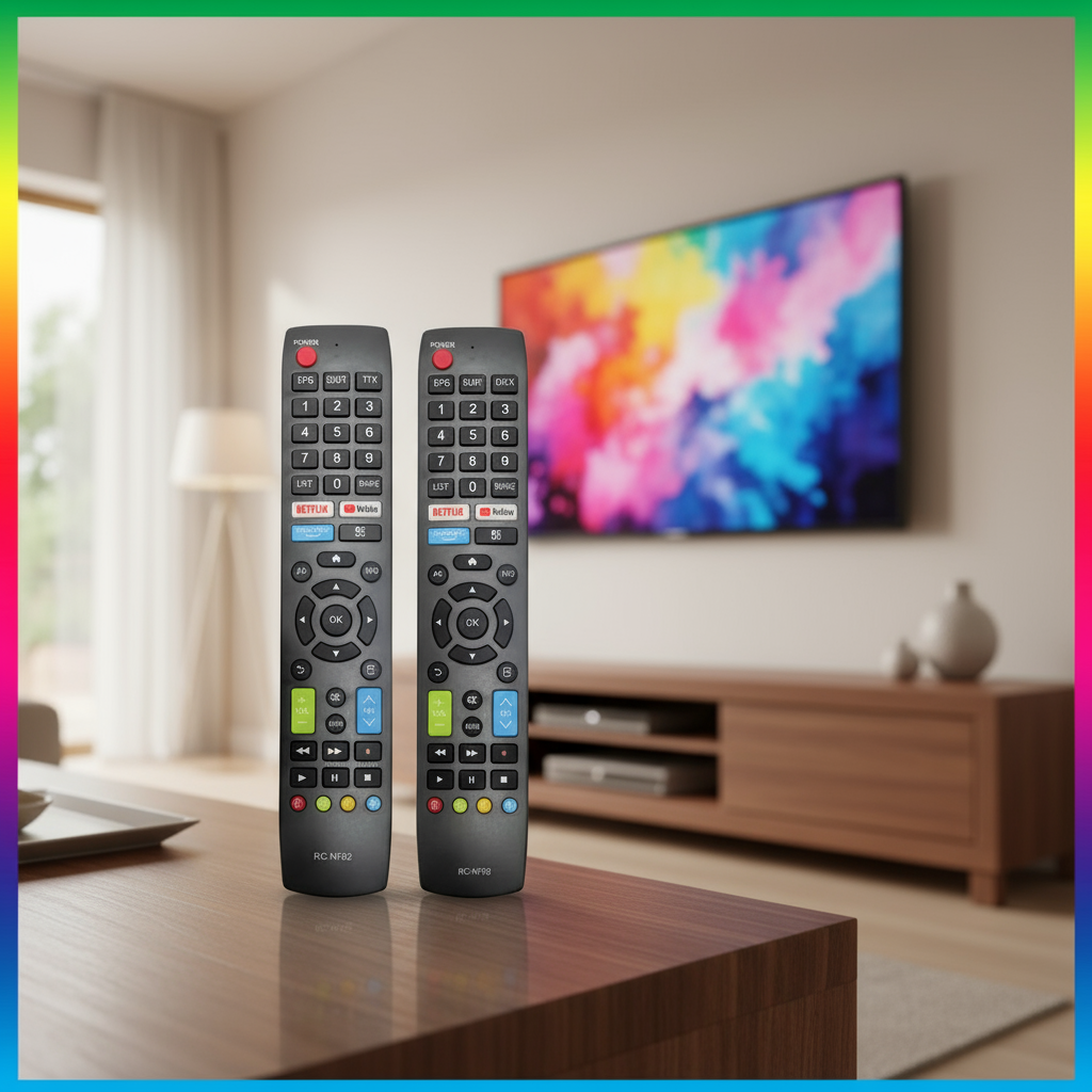 RC-NF02 and RC-NF06 remotes are compatible with ACONATIC smart LCD TVs. RC-NF02 is for 534 series, RC-NF06 is for 400/410 series. RC-NF02 dan RC-NF06 adalah alat kawalan jauh yang serasi dengan TV LCD pintar Aconatic. RC-NF02 untuk siri 534, RC-NF06