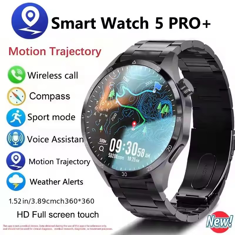 for Huawei Watch 5 Pro 2025 New Men's Smart Watch 360*360 Bluetooth Call Smartwatch AMOLED Screen GPS Smart Watch NFC Waterproof Smart Watch for Men untuk Huawei Watch 5 Pro 2025 Jam Tangan Pintar Baru Lelaki 360 * 360 Panggilan Bluetooth Jam Pintar