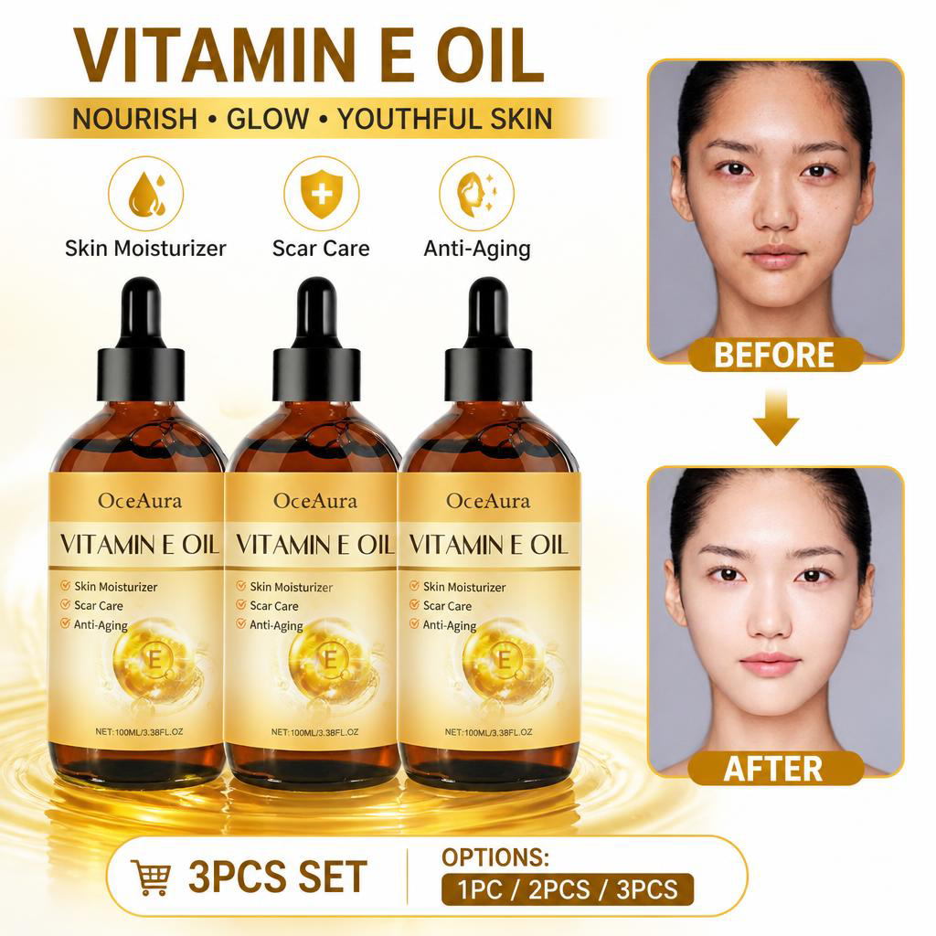 Advanced Organic Vitamin E Oil for Cosmetics, Vitamin E Drops for Anti-Aging, Scars & Stretch Marks, Natural Massage Body Oil, 100ml Minyak Vitamin E Organik Lanjutan untuk Kosmetik, Titisan Vitamin E untuk Anti-Penuaan, Parut & Striae, Minyak Badan Urut