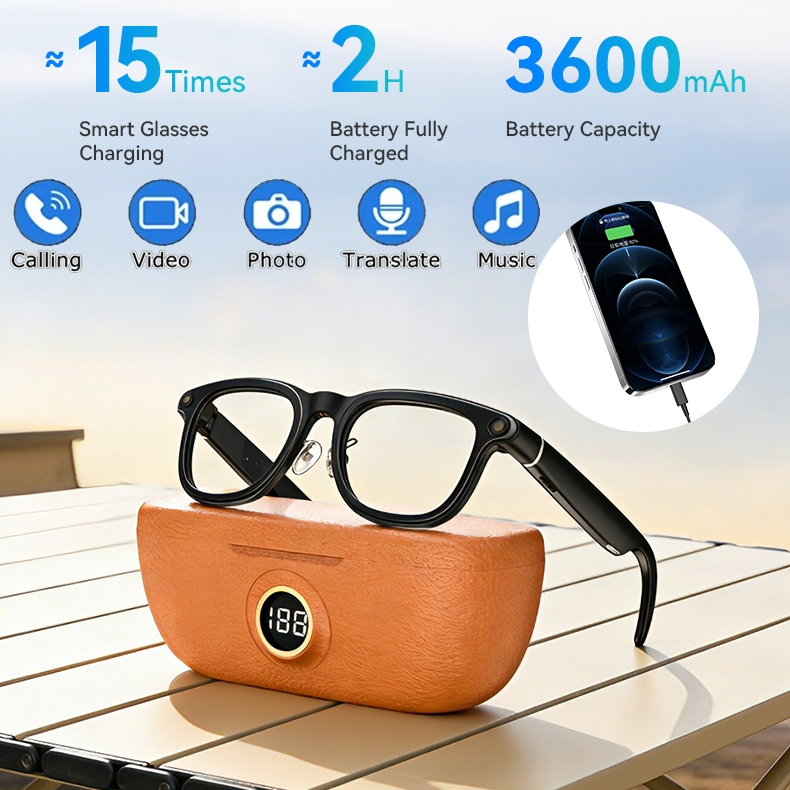 New X01 AI Smart Glasses with digital display charging case, supporting ChatGPT translation, voice control, WiFi & Bluetooth connectivity, object recognition, navigation, recording, shooting, and intelligent features Cermin Mata Pintar AI X01 Baharu