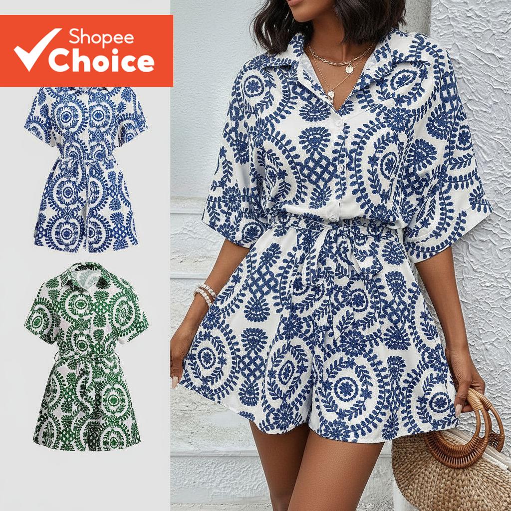 Women Casual Jumpsuit Paisley Pattern Summer Jumpsuit L118ED391