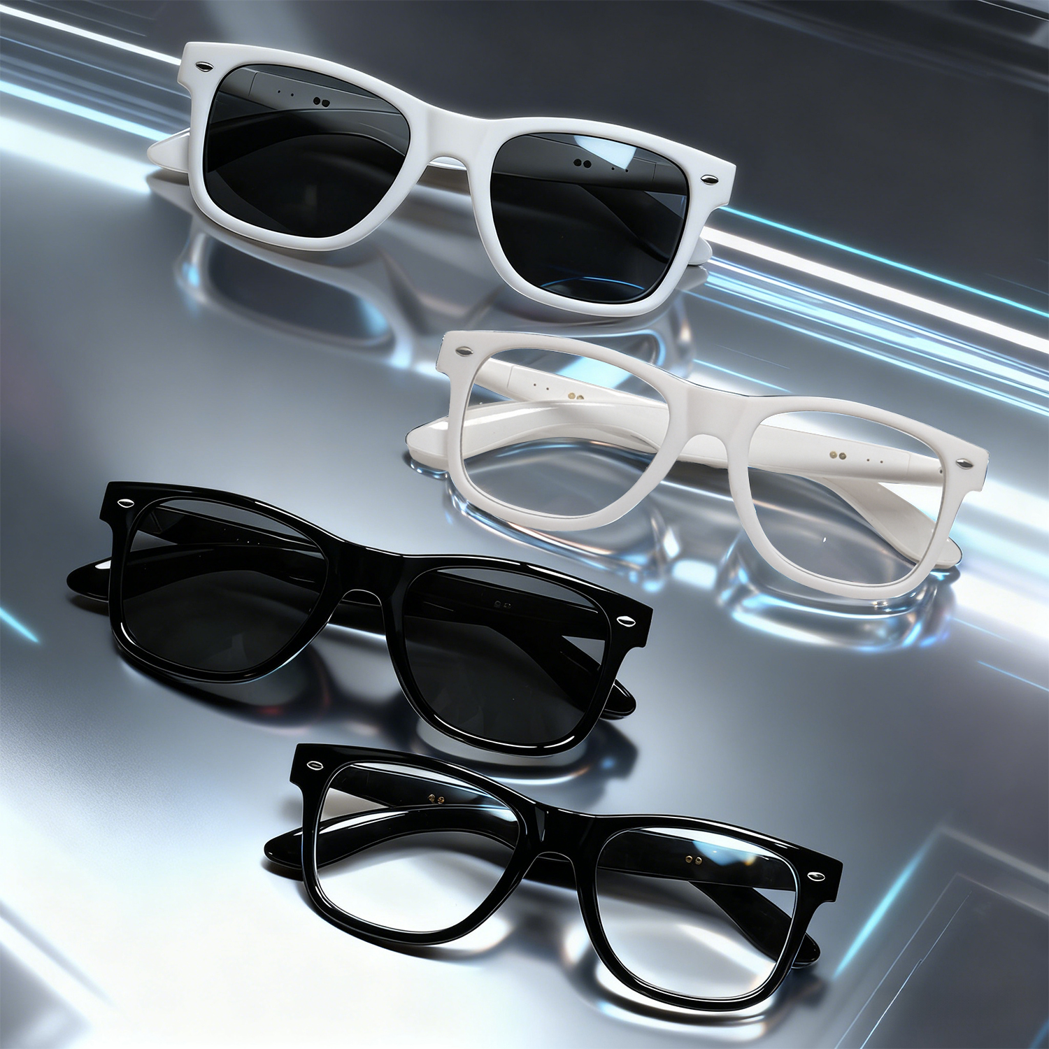 AI Smart Glasses Built-in ChatGPT Open Ear Audio Hands Free Call Voice Control UV Blue Light Protection For Men Women