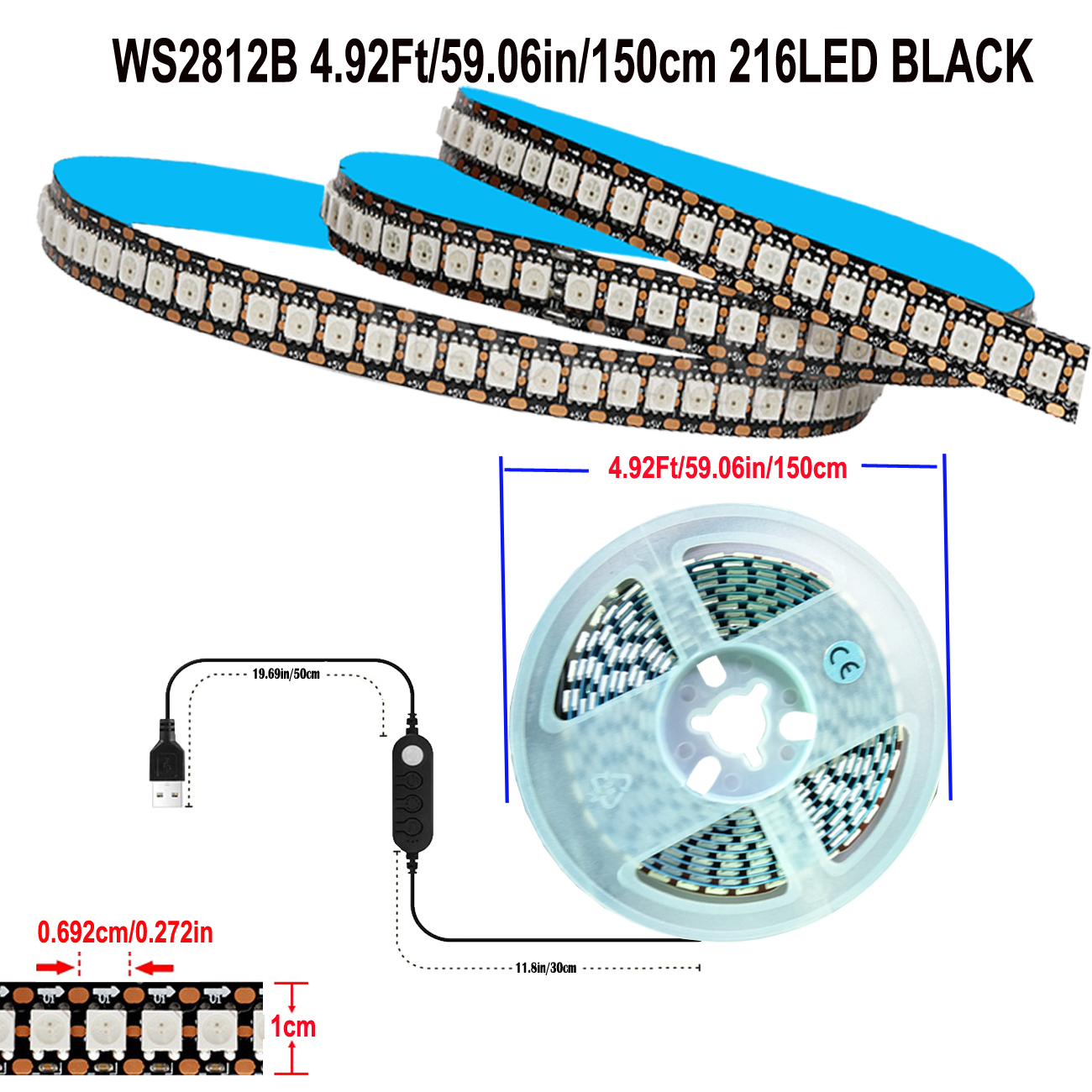 LED ,LED,5050 RGB+IC , 216 ,USB 5V // Lampu LED, Lampu Jalur LED Penderia Gerakan Pintar, Lampu Latar Belakang TV RGB+IC 5050, Kesan Larian Piksel 216, Segerak Muzik dengan Lampu Boleh Atur Program 5V USB untuk TV/Bilik Tidur/Bilik Permainan
