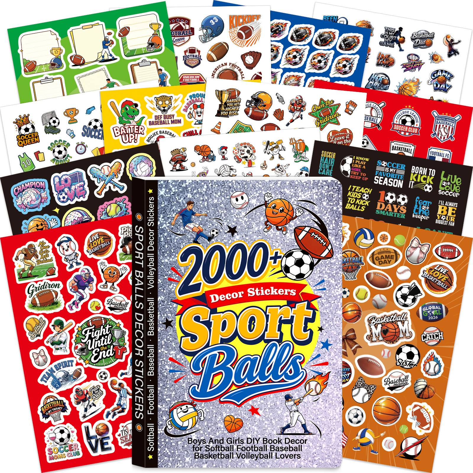 2000+ Sports Style Baseball Stickers for Journals, Scrapbooks, Laptops, Phone Cases, Suitcases, Backpacks 2000+ Gaya Sukan Besbol Pelekat Buku untuk Jurnal, Buku Skrap, Komputer Riba, Sarung Telefon, Beg Galas, Hiasan Beg Galas