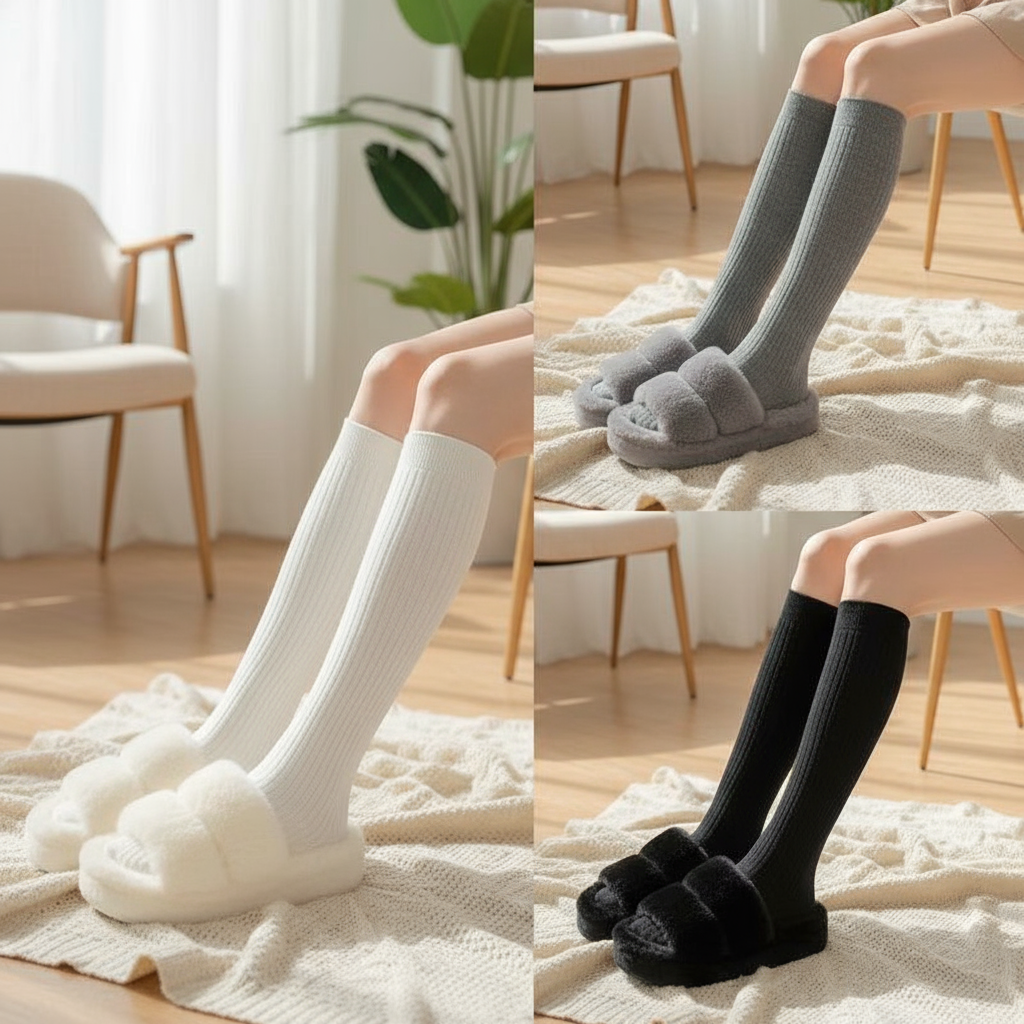Ladies' Over-The-Knee Socks - Stylish Thick Knitted Boot Socks for Autumn/Winter (Japanese Style, Cute & Striking) Stokin Wanita Atas Lutut - Stokin But Rajut Tebal Bergaya untuk Musim Luruh/Sejuk (Berinspirasi Jepun, Comel & Berani) stokin perempuan