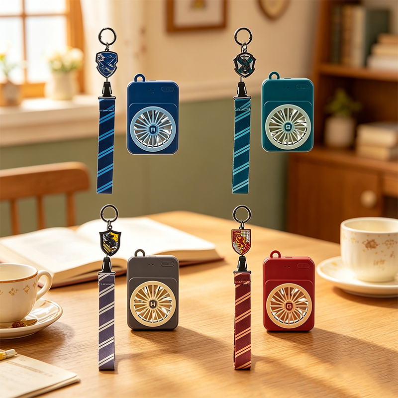 MINISO Harry Potter Series Hogwarts House Hanging Mini Cooling Fan Compact USB Rechargeable Handheld Portable Desk Fan Gryffindor Slytherin Ravenclaw Hufflepuff Design (1 pc) Siri kipas mini mudah alih Hogwarts Harry Potter, boleh dicas USB, reka bentuk