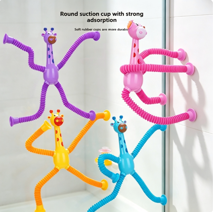 Safe non-toxic giraffe pop tube suction toy - soft durable fidget toy for toddlers Mainan Tiub Pop Unta Selamat Tidak Toksik - Mainan Fidget Lembut Tahan Lama untuk Kanak-kanak