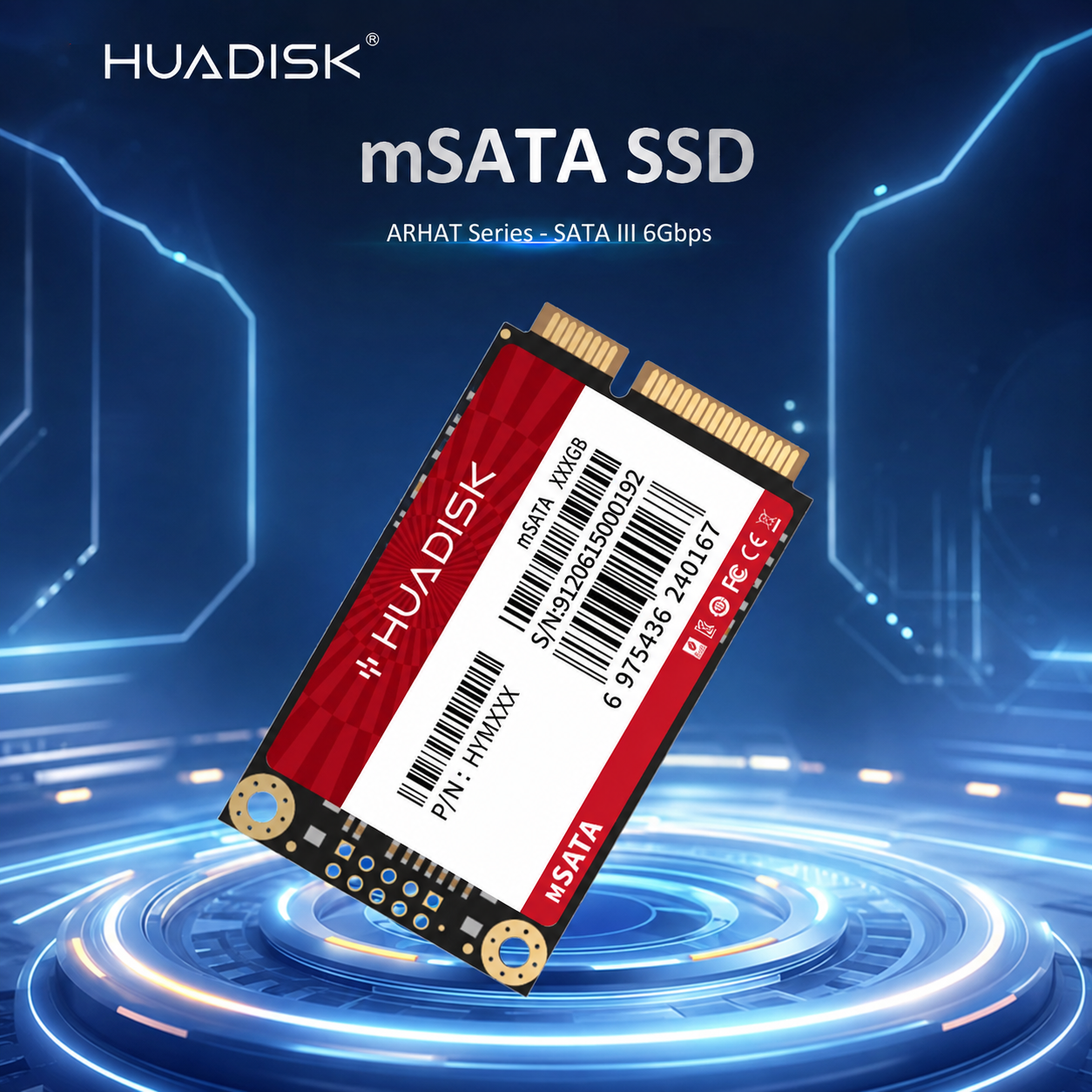 HUADISK MSATA SSD 64GB 128GB 256GB 512GB 3D NAND Internal Solid State Drive for Laptop Notebook Mini PC Desktop HUADISK MSATA SSD 64GB 128GB 256GB 512GB 3D NAND Cakera Keras Pepejal Dalaman untuk Komputer Riba, Buku Nota, Mini PC, Desktop