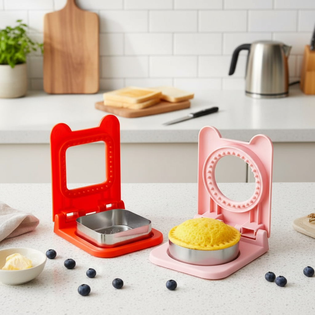 Stainless Steel Flip Sandwich Cutter for Kids, Bread Toast Mold and Sealing Tool Pemotong Sandwic Keluli Tahan Karat untuk Kanak-Kanak, Acuan Roti Bakar dan Alat Pengedap