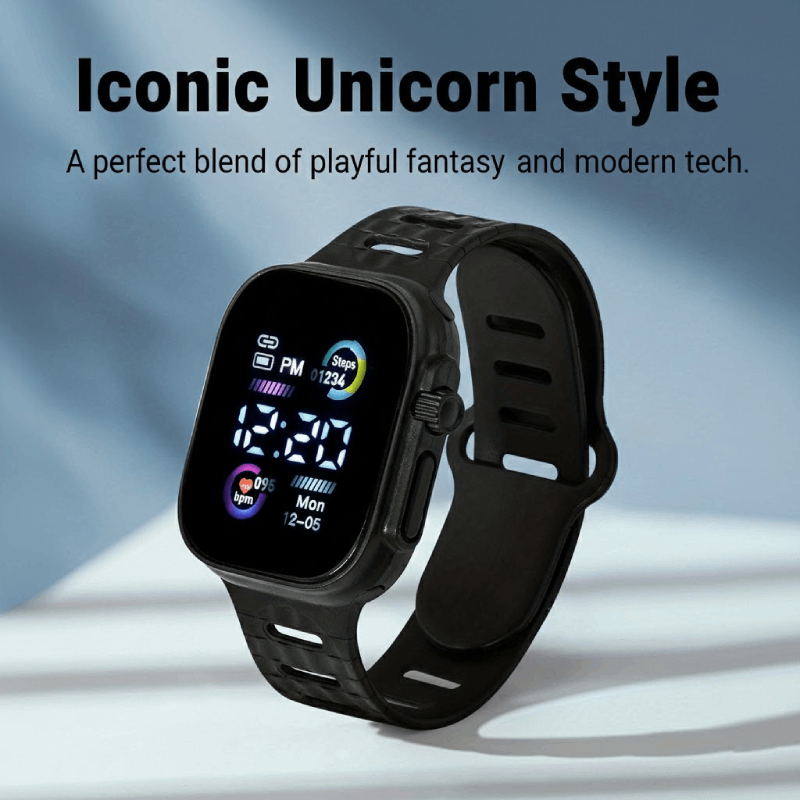 2026 Top Smartwatch Sports Electronic Watch Cool Fashion Touch Screen Unicorn Style Gifts For Boys Girls Men Women Model 3562 Black Pink