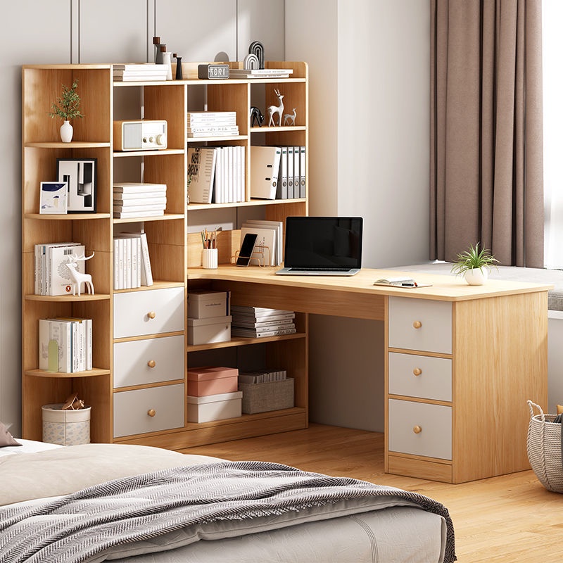 ﹉✹❇Desk Bookshelf One Corner Table Computer Desk Desktop Home Student Study Desk Bedroom Office Desk Workbench