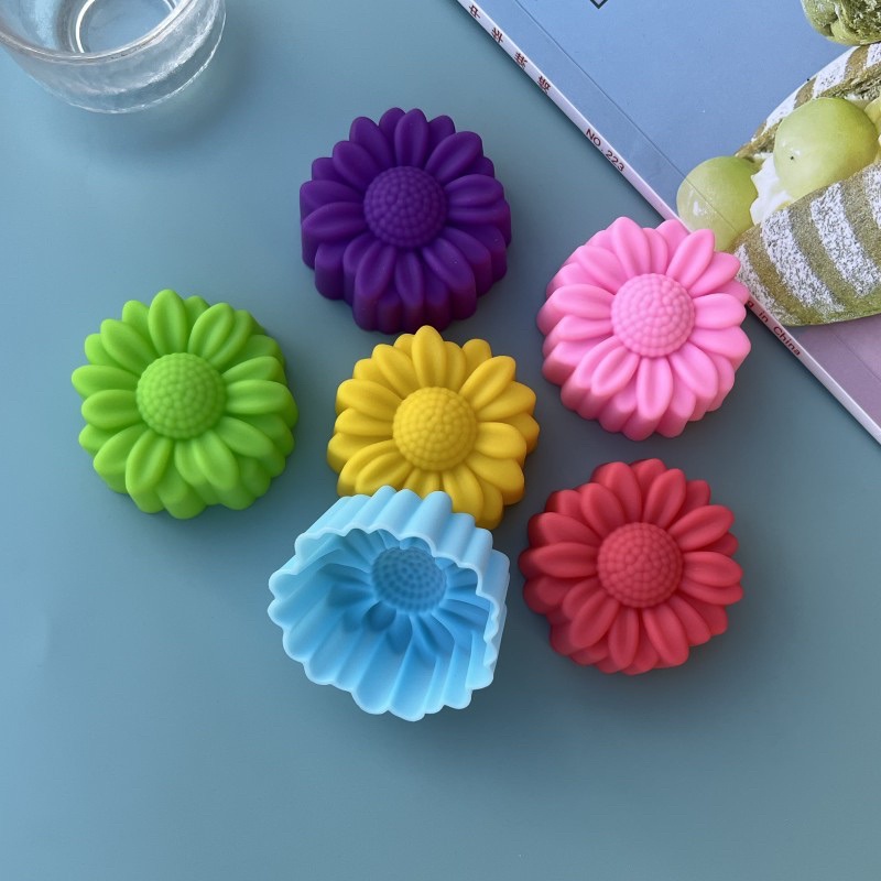 12 Pcs/Set Non-Stick Flower Designs Silicone Mold Chocolate Pudding Ice Mould Cupcake Cake Tools DIY Mini Soap Molds