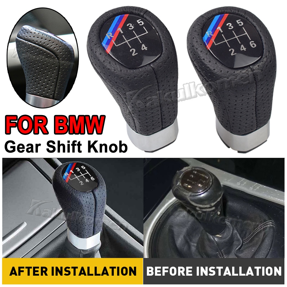 For BMW E64 E63 M4 E61 530XiT E60 M5 535xi 530xi 525xi E46 Gear Shift Knob Cover Black Leather 6 Speed Car Interior Acce