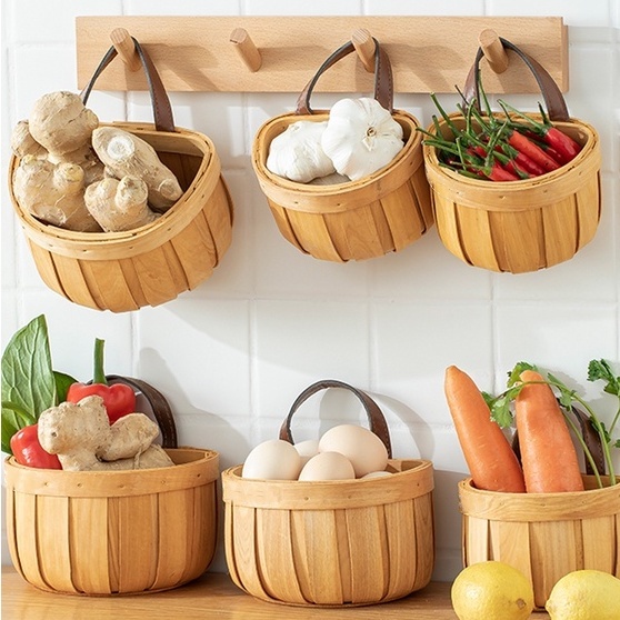 Kitchen Onion Ginger Garlic Storage Basket Household Japanese Wall Hanging Basket Dried Fruit Basket Flower Storage Container