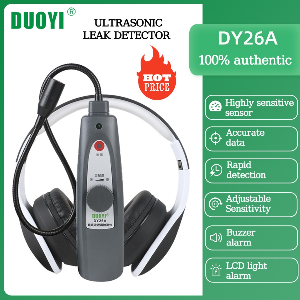 【Ready Stock】DUOYI DY26A Ultrasonic Leak Detector Tool Transmitter Sealing Flaw Stethoscope Gas Water Leak Pressure Vacuum Probes Location Automobile pipeline leak detector Gas