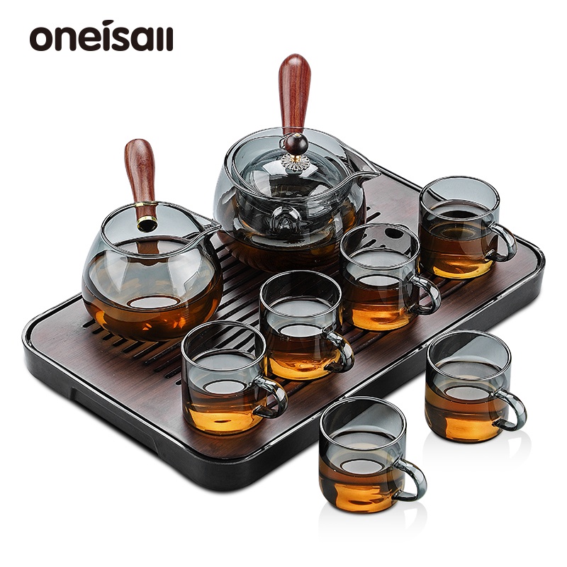 ONEISALL Glass Side Handle Teapot Kung Fu Tea Set Light Luxury Highend
