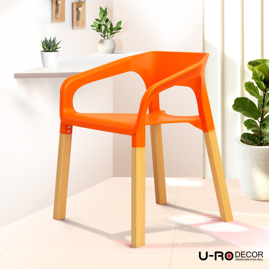 U-RO DECOR Model CONCORD Has 3 Colors To Choose From Design Chair Size W59.5 x D56 x H71 CM. Leg Made Of Beech Wood Seat Of PP Plastic