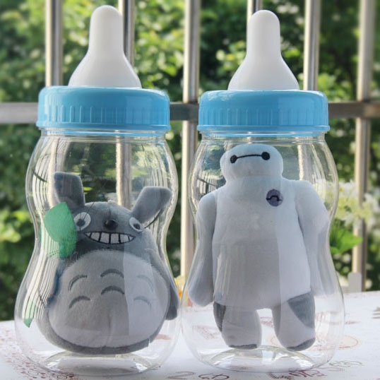 Large Size Transparent Milk Bottle Piggy Bank White Totoro Pattern Star Crane Blessing Paper Birthday Gift For