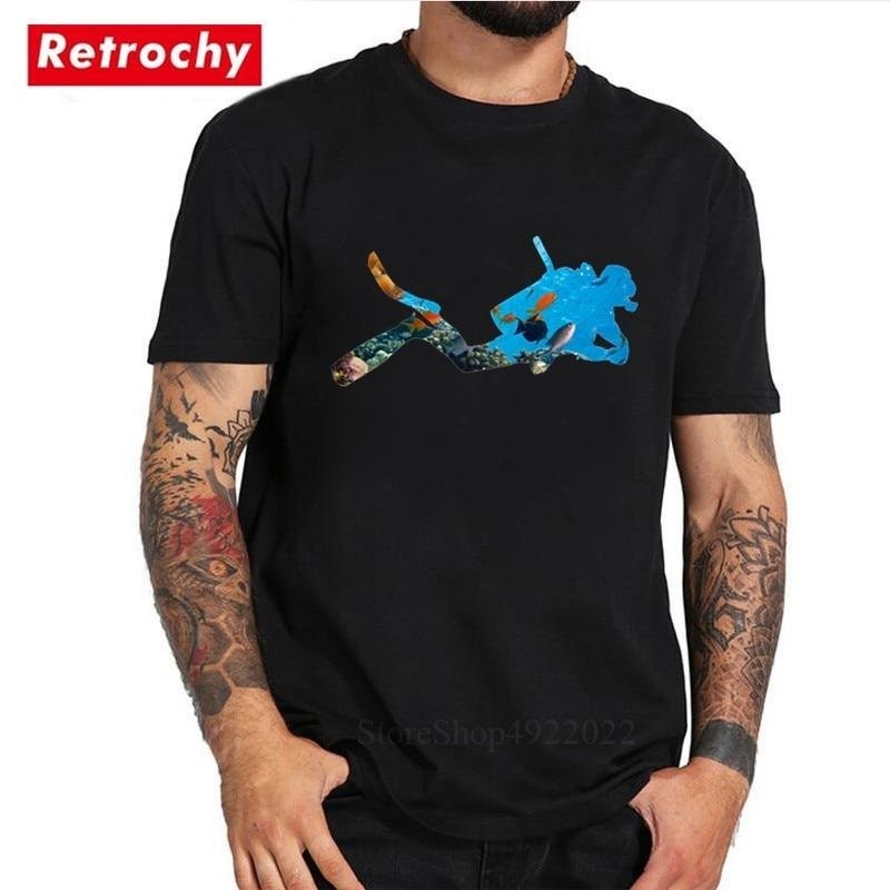 【High quality】 Sea World Design Diver T Shirt Men Funny Scuba Dive T-Shirt Youth Brand Apparel Diving Lovers Perfect Gift