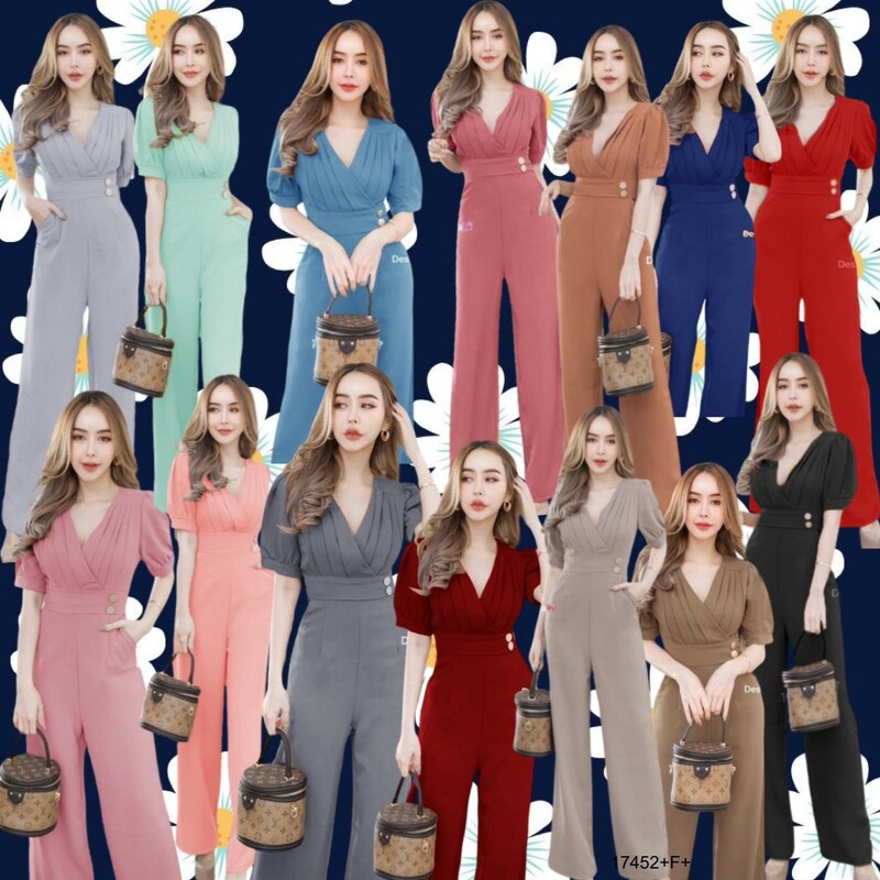 Fast Delivery 1-2 Days To 15 Colors Very Beautiful Jumpsuit Long Pants Pleated Chest Elegant Work Slim Fit