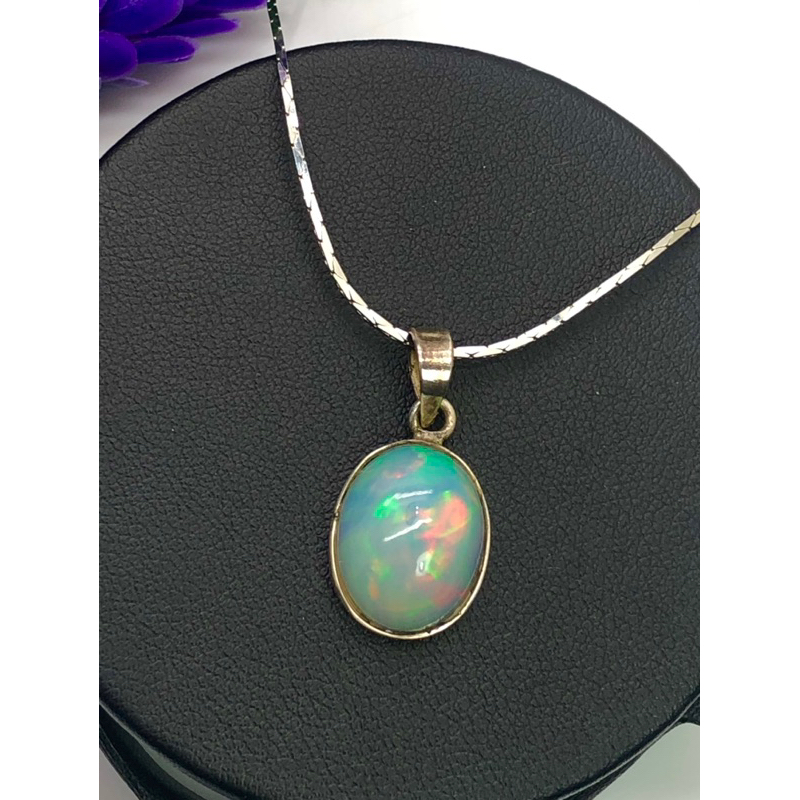 1Pc Opal Necklace Pendant 925 silver Jewelry- Ethiopian/Gemstone Gift With Chain