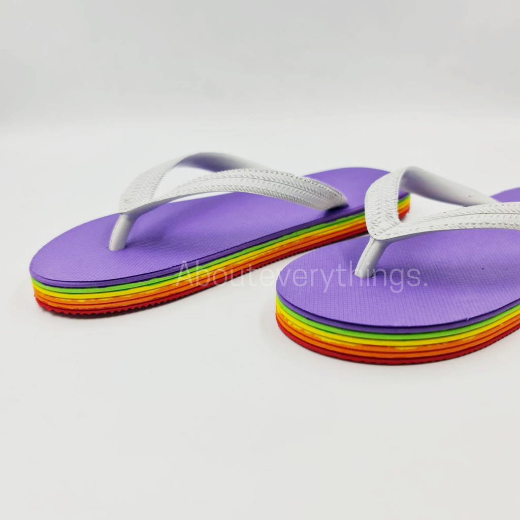 A19 Rainbow Flip-Flops Are Side Slits Made From Real Rubber pride Model Firm Texture Soft Feet Comfortable To Wear Not Slippery.